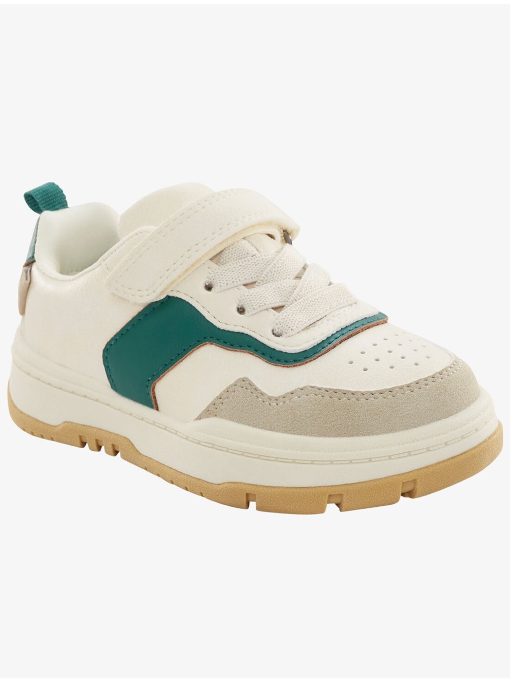 OshKosh b’Gosh Toddler Easy-On White & Green Casual Sneakers